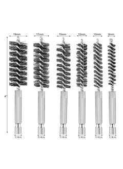 Bukela Stainless Steel Bore Brush Different Sizes, Stainless Steel Twisted Wire Cleaning Brush with 1/4" Hex Handle for Electric Drill Torque Driver, 4" Length, 6pcs  - Image 4