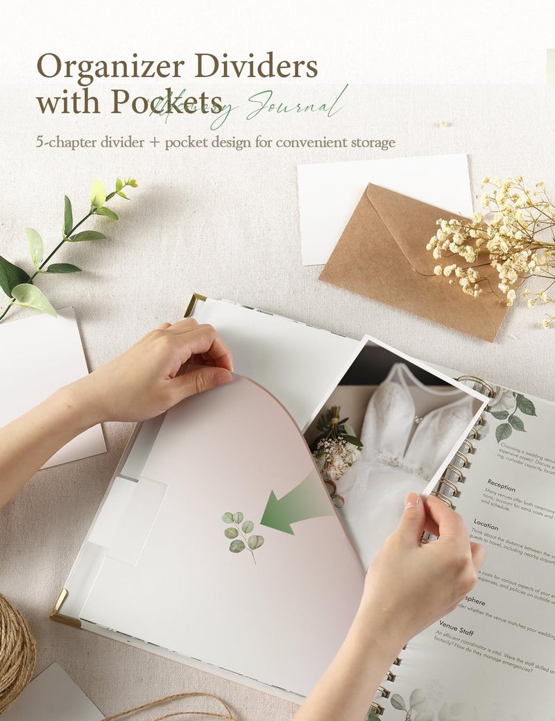 molekaus Wedding Planner Book And Organizerï¼šWedding Planner For Bride With Interchangeable Photo Cover & Embossed Design â€” Wedding Planner Bride Gifts, engagement gifts for couples 11.5 * 10.5in - Image 4