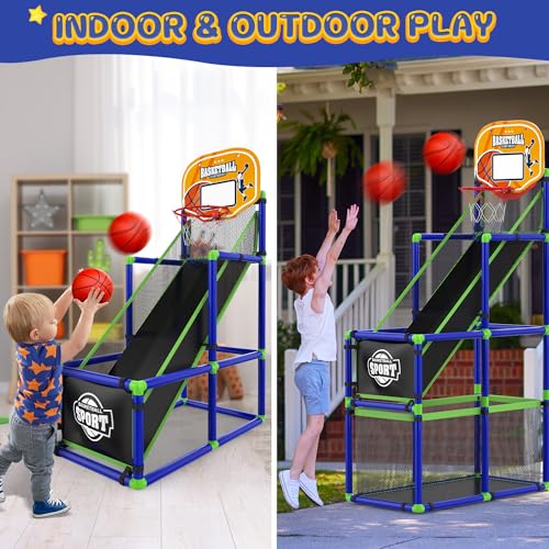 EagleStone Arcade Basketball Hoop Game Indoor Ajustable Height Indoor Basketball Hoop with 4 Balls Storage Design for KidsPerfect Sports Outdoor Play Toys for Kids Age 3 to 6 Years - Image 5