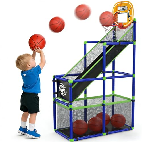 EagleStone Arcade Basketball Hoop Game Indoor Ajustable Height Indoor Basketball Hoop with 4 Balls Storage Design for KidsPerfect Sports Outdoor Play Toys for Kids Age 3 to 6 Years - Image 1