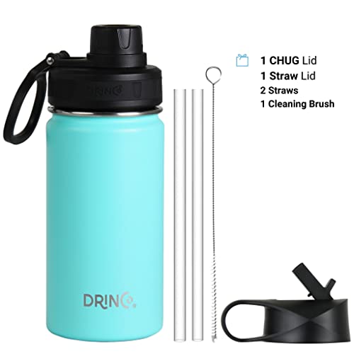 DRINCO Stainless Steel Water Bottle Spout Lid Vacuum Insulated Double Wall Water Bottle Wide Mouth (40oz 32oz 22oz 18oz 14oz) Leak Proof Keeps Cold or Hot (14 oz, 14oz Teal) - Image 2
