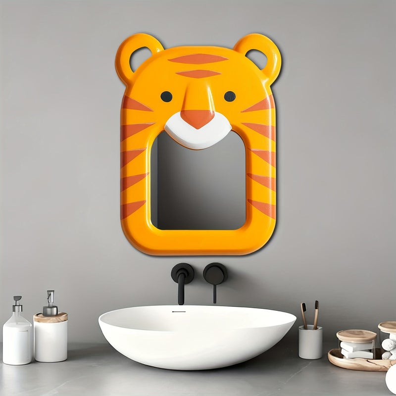 1pc Tiger Shape Wall Mirror With Plastic Surface And Wooden Frame For Children S Room Decoration Model AH JM B 1884 - Image 1