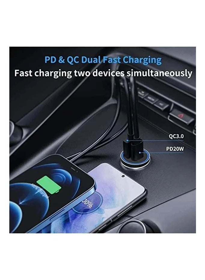 بودي شاحن سيارة بودي (Budi) بقوة 38 واط - منفذين للشحن السريع PD 20W و QC 3.0 - هيكل ألمنيوم وتصميم صغير جداً - لون أسود - Image 3