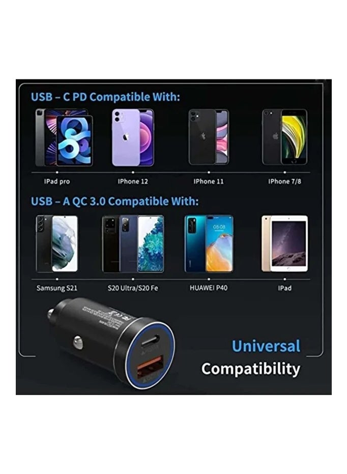 بودي شاحن سيارة بودي (Budi) بقوة 38 واط - منفذين للشحن السريع PD 20W و QC 3.0 - هيكل ألمنيوم وتصميم صغير جداً - لون أسود - Image 5