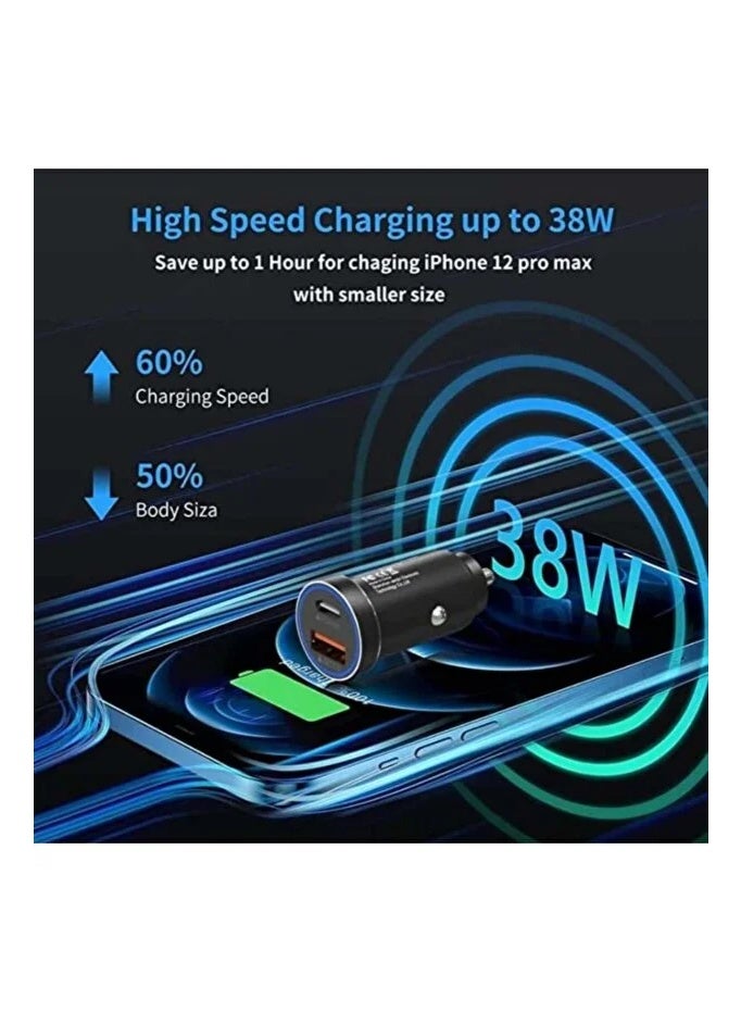 بودي شاحن سيارة بودي (Budi) بقوة 38 واط - منفذين للشحن السريع PD 20W و QC 3.0 - هيكل ألمنيوم وتصميم صغير جداً - لون أسود - Image 4