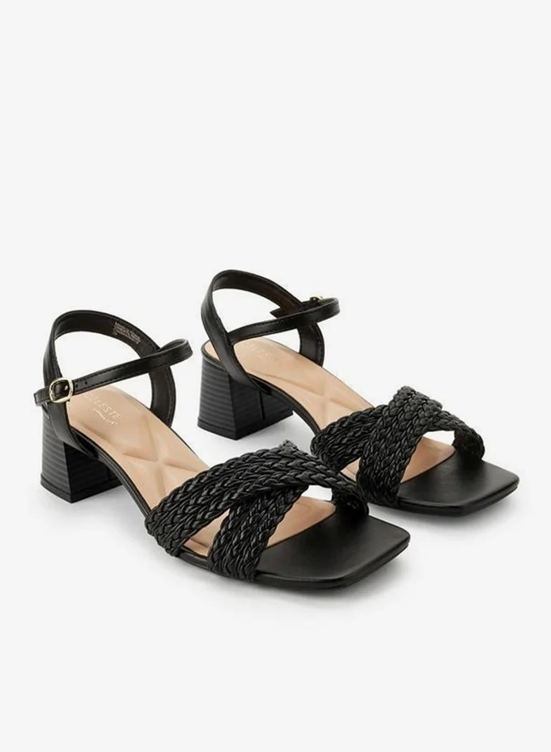سيليست Women Braided Cross Strap Block Heel Sandals