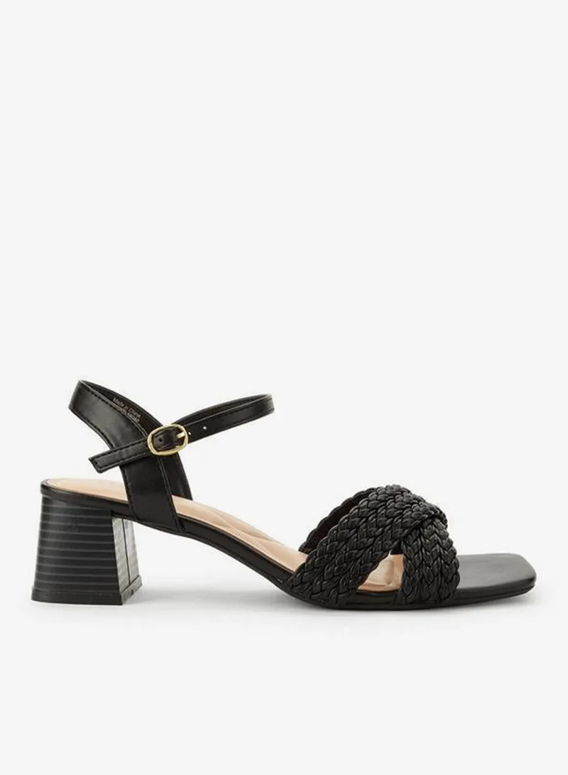 سيليست Women Braided Cross Strap Block Heel Sandals