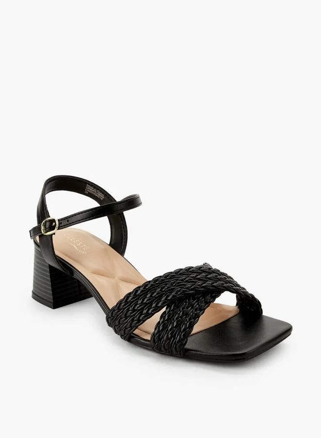 سيليست Women Braided Cross Strap Block Heel Sandals