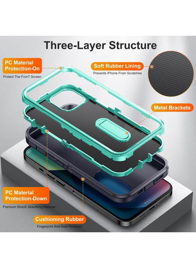 زبون حافظة لهاتف iPhone 13 3 في 1 حافظة هاتف متينة مع حامل - Image 4