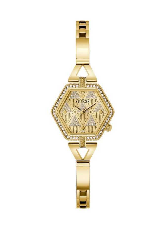 Guess GW0680L2 Women’s Gold Stainless Steel Watch – 28mm Hexagon Analog with Crystal Details - Image 1