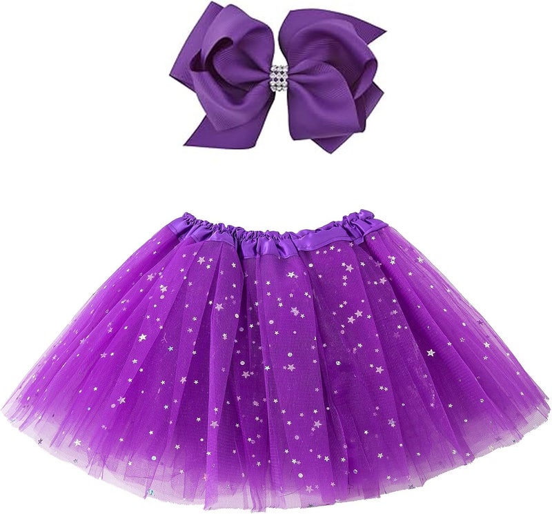 Jastore Girls Layered Stars Sequins Tutu Skirt Princess Ballet Dance Dress for 2-8 Years - Image 1