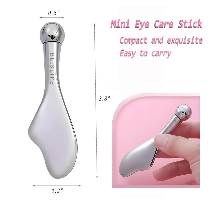 BLISLIFE Mini Eye Care Stick, Facial Roller to Eliminate Eye Puffiness, Lighten Wrinkles, Gua Sha Beauty Skin Care Tool, On-The-go Facial Care Massager for Women (Zinc Alloy) - Image 2
