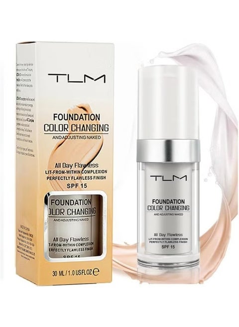 30ML TLM Foundation Color Changing Makeup Base Nude Face Full Cover Matte Concealer Long Lasting Make Up Liquid Foundation Cream