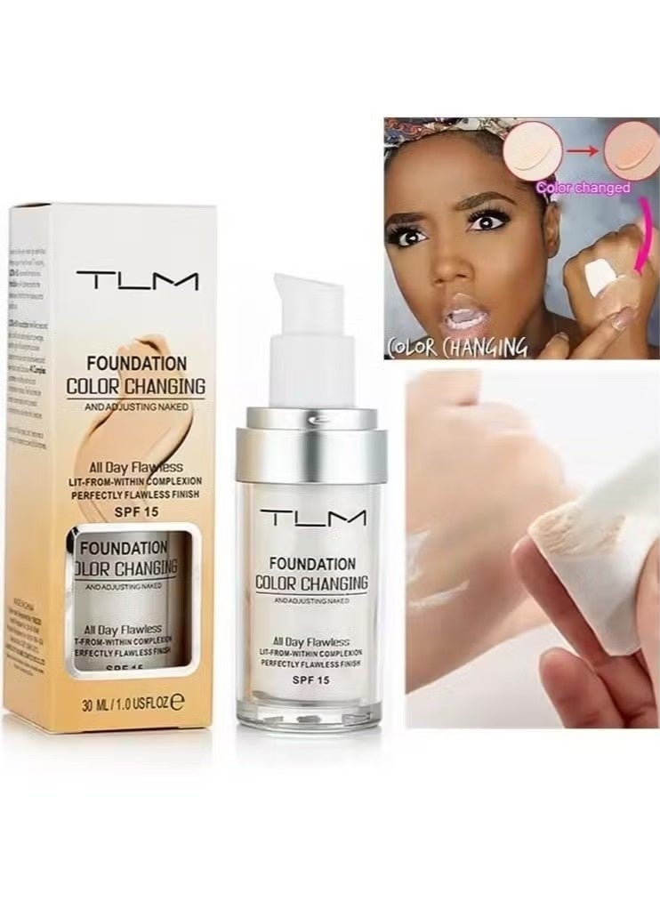 TLM 30ML TLM Foundation Color Changing Makeup Base Nude Face Full Cover Matte Concealer Long Lasting Make Up Liquid Foundation Cream - Image 4