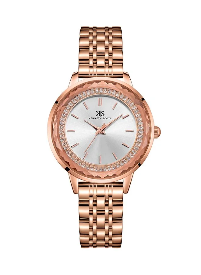 كينيث سكوت Kenneth Scott K22532-RBKW Women's Analog Display Watch & Stainless Steel Strap Rose Gold