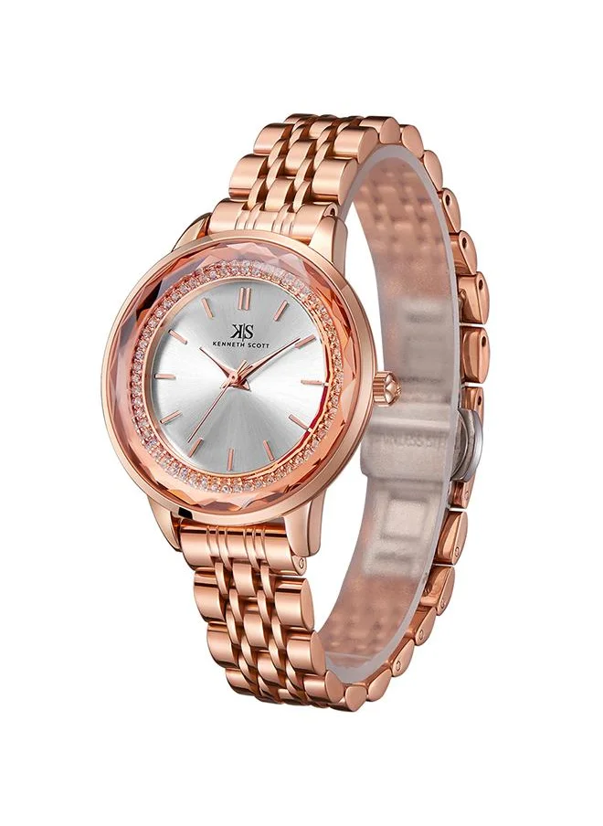 كينيث سكوت Kenneth Scott K22532-RBKW Women's Analog Display Watch & Stainless Steel Strap Rose Gold