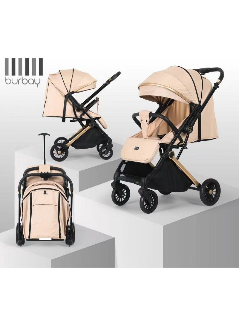 بورباي عربية الأطفال الفخمة للسفر: مدمجة، سهلة الطي، وراحة فائقة (من المواليد حتى سن المشي)