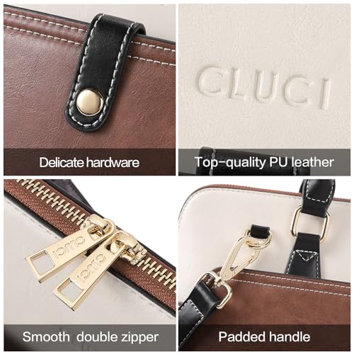 CLUCI Briefcase for Women Oil Wax Leather 15.6 Inch Laptop Slim Business Large Capacity Ladies Shoulder Bags Vintage Brown - Image 5