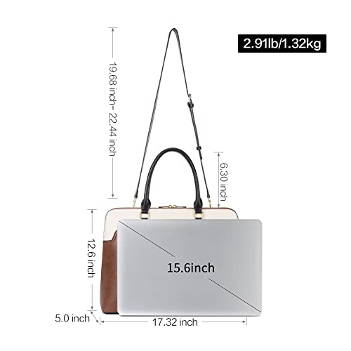 CLUCI Briefcase for Women Oil Wax Leather 15.6 Inch Laptop Slim Business Large Capacity Ladies Shoulder Bags Vintage Brown - Image 3