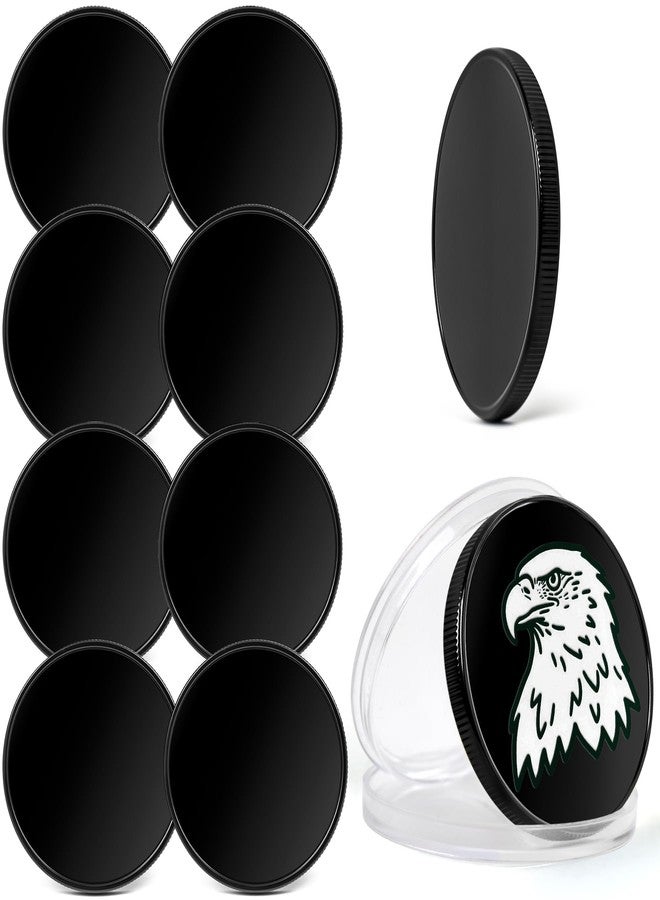 SINBRLAI 10pcs Blank Challenge Coins, Black 40mm Engraving Blanks Coins, Suitable for Laser Engraving, Metal Stamping, and DIY Hand Engraving, Supports Color Printing, Includes Acrylic Protective Case - Image 1
