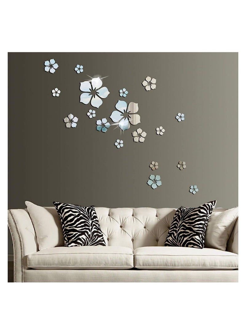 كابتن تيك Acrylic Mirror Wall Sticker Decal Self Adhesive Mirror Wall Decor Removable Mirror Decor 3D Flower DIY Wall Sticker for Home Living Room Bedroom Decor 3D Flower DIY Wall Decoration - Image 1