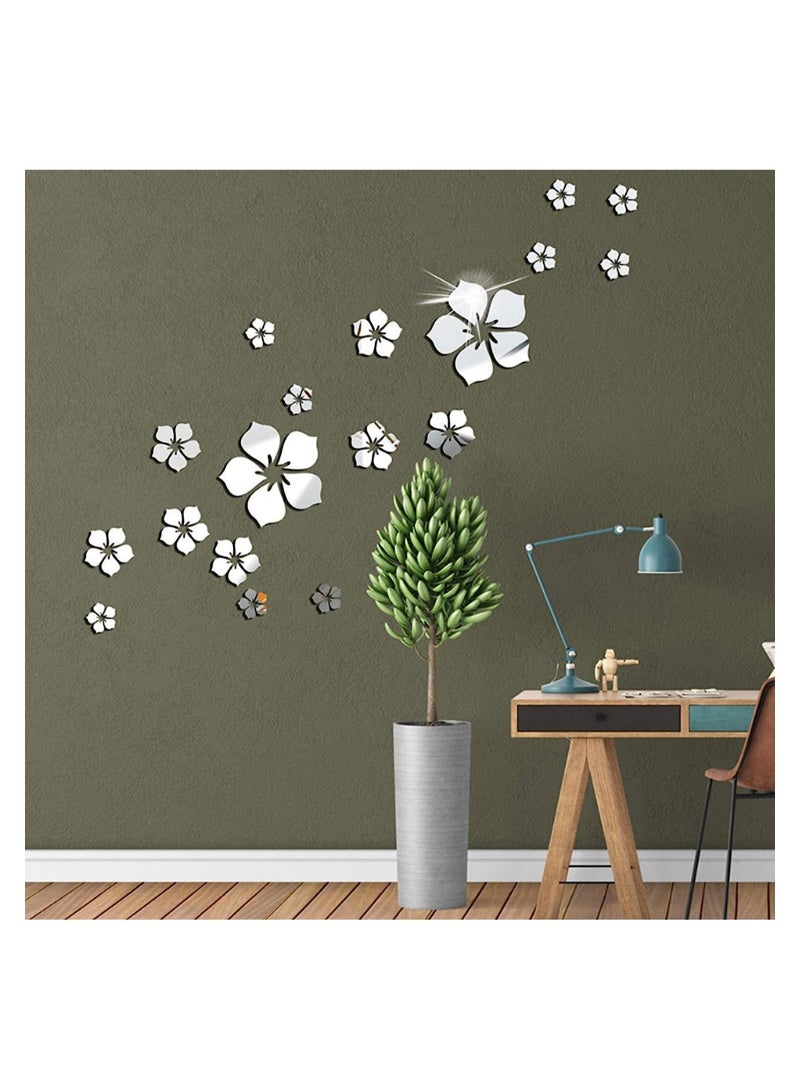 كابتن تيك Acrylic Mirror Wall Sticker Decal Self Adhesive Mirror Wall Decor Removable Mirror Decor 3D Flower DIY Wall Sticker for Home Living Room Bedroom Decor 3D Flower DIY Wall Decoration - Image 2