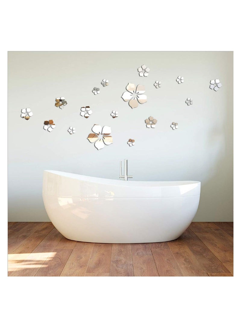 كابتن تيك Acrylic Mirror Wall Sticker Decal Self Adhesive Mirror Wall Decor Removable Mirror Decor 3D Flower DIY Wall Sticker for Home Living Room Bedroom Decor 3D Flower DIY Wall Decoration - Image 3