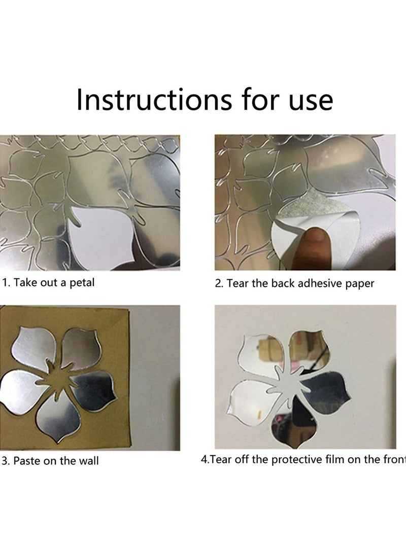 كابتن تيك Acrylic Mirror Wall Sticker Decal Self Adhesive Mirror Wall Decor Removable Mirror Decor 3D Flower DIY Wall Sticker for Home Living Room Bedroom Decor 3D Flower DIY Wall Decoration - Image 5