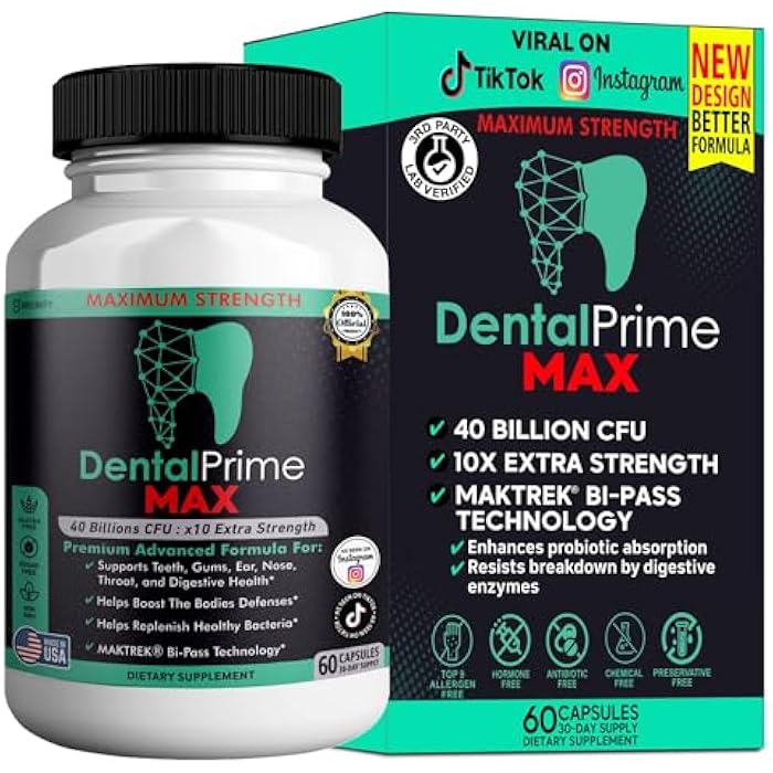 GREENVIFY DentalPrime MAX Probiotic Supplement, 40 Billion CFU, MAKTREK Bi-Pass Technology, 60 Capsules, 30-Day Supply (1) - Image 1