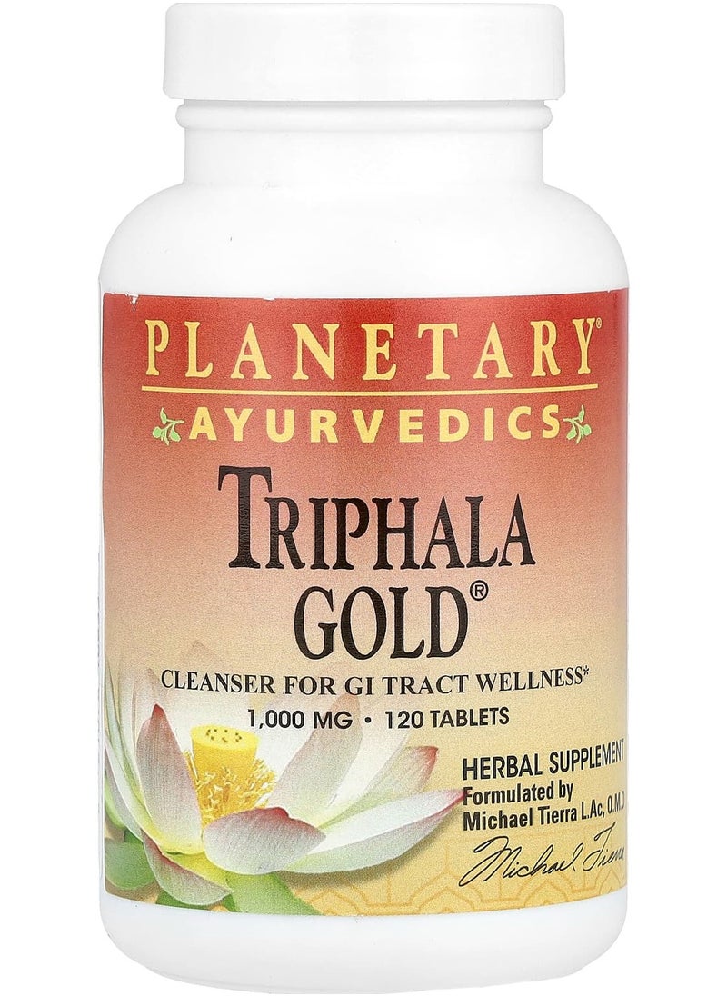 PLANETARY HERBALS Ayurvedics, Triphala Gold®, 1,000 mg, 120 Tablets (500 mg per Tablet) 