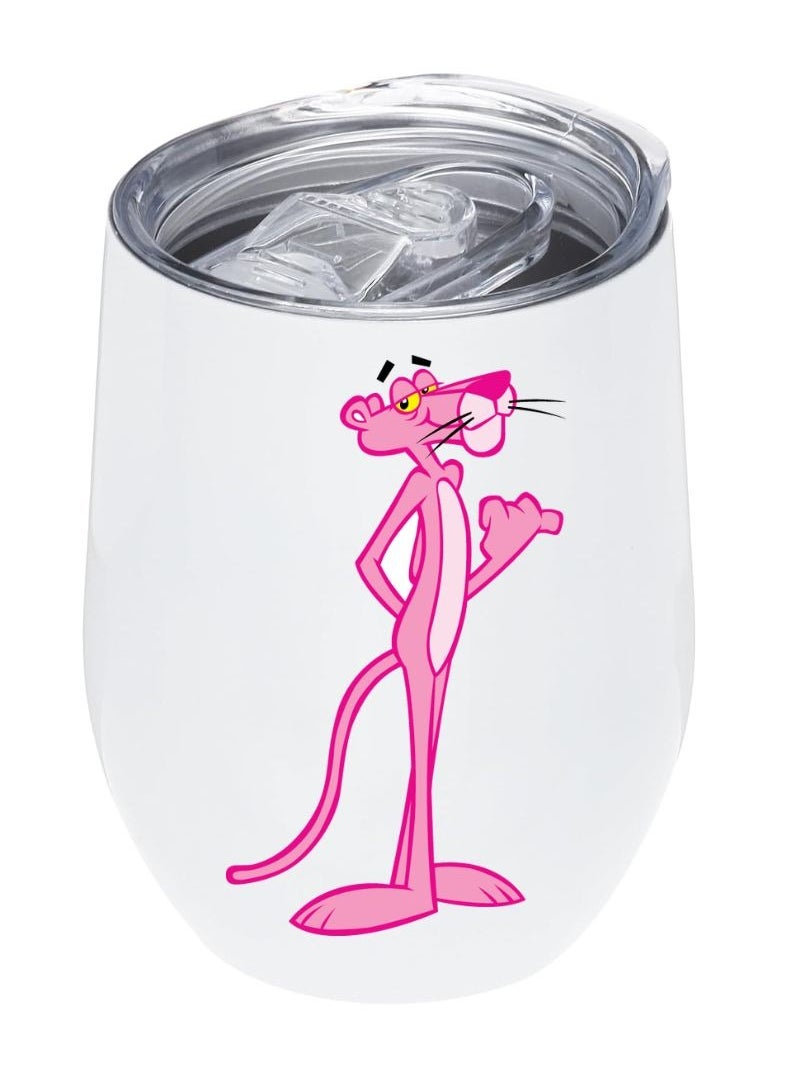 LOUD UNIVERSE White Stainless Steel Insulated Tumbler 12Oz With Lid Printed Pink Panther Quote, Perfect Cute Gift For Hot And Cold Drinks  - Image 1