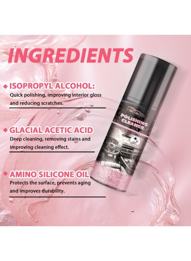 Homonth Polishing Cleaner, Car Interior Cleaner u0026 Polish, All Purpose Interior Detailer Spray, 2 Packs of 100ml, Lemon Scent, Compatible with Vinyl, Rubber, Plastic - Image 5