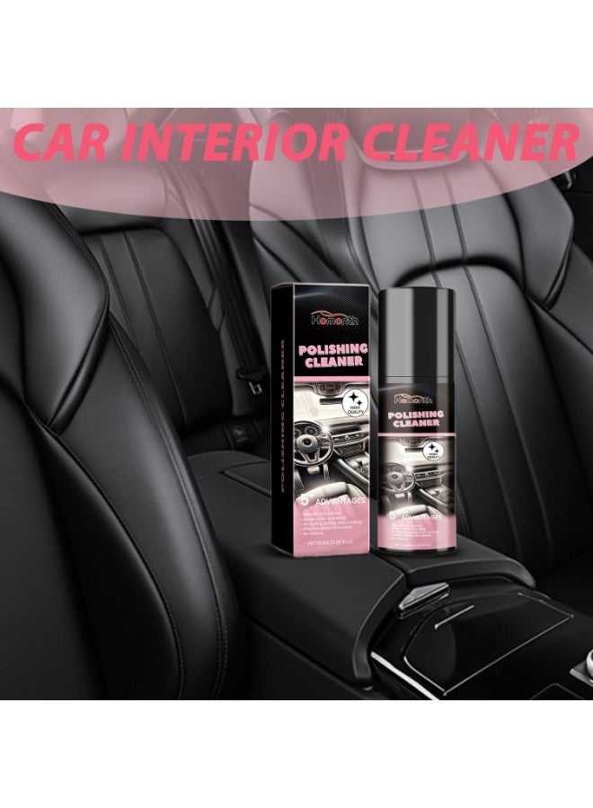 Homonth Polishing Cleaner, Car Interior Cleaner u0026 Polish, All Purpose Interior Detailer Spray, 2 Packs of 100ml, Lemon Scent, Compatible with Vinyl, Rubber, Plastic - Image 2