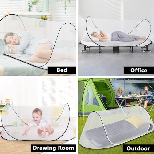 Axcoix 77 * 30 * 23 Inch Large Pop Up Mosquito Tent, Portable Foldable Mosquito Net for Bed Camping Travel Patio - Image 5
