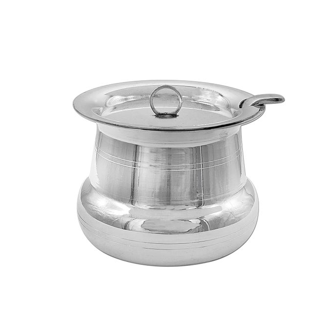 PURE SILVER GHEE LOTI POT WITH LID SPOON BIS HALLMARKED PERFECT FOR HOME OFFICE GIFTING PUJA 97 PURITY125 GRAMS