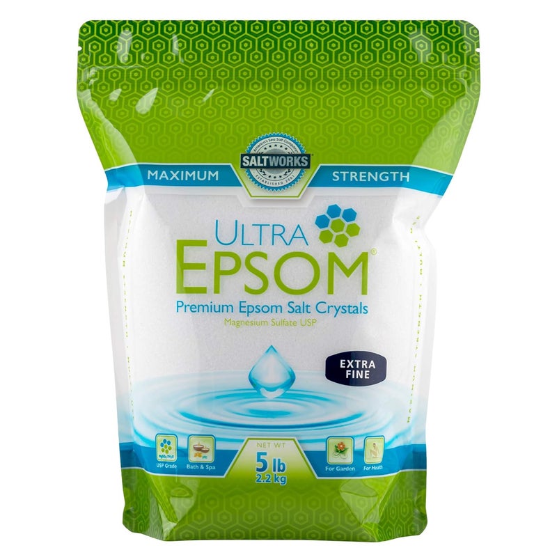 SaltWorks SaltWorks Ultra Epsom Bath Salt Unscented Extra Fine Grain 5 Pound Bag 