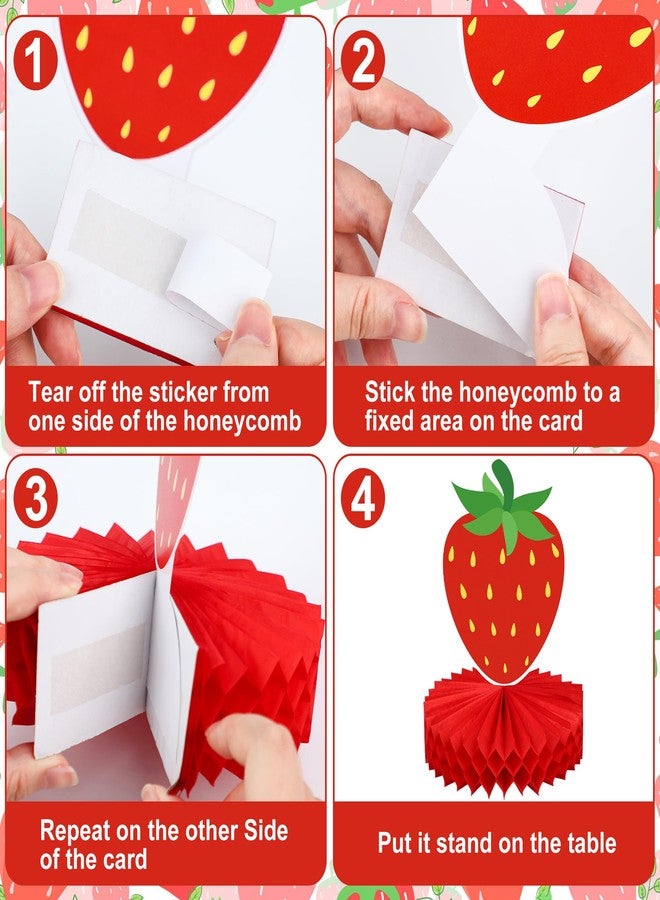 Maniaacer 12 PCS Strawberry Honeycomb Centerpieces Red Pink Strawberry Table Centerpiece Strawberries Paper Centerpiece Party Supplies for Strawberries Theme Party Birthday Decor - Image 4