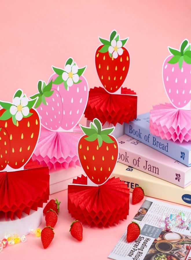Maniaacer 12 PCS Strawberry Honeycomb Centerpieces Red Pink Strawberry Table Centerpiece Strawberries Paper Centerpiece Party Supplies for Strawberries Theme Party Birthday Decor - Image 5