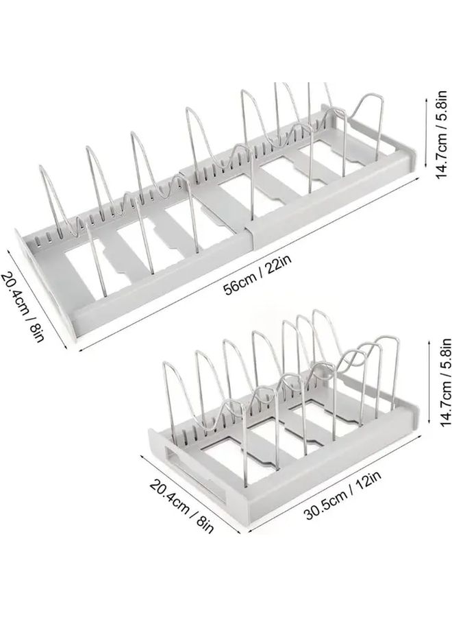 White Expandable Pot Lid Holder Rack With Pull Out Shelves Under Cabinet Storage - Image 4