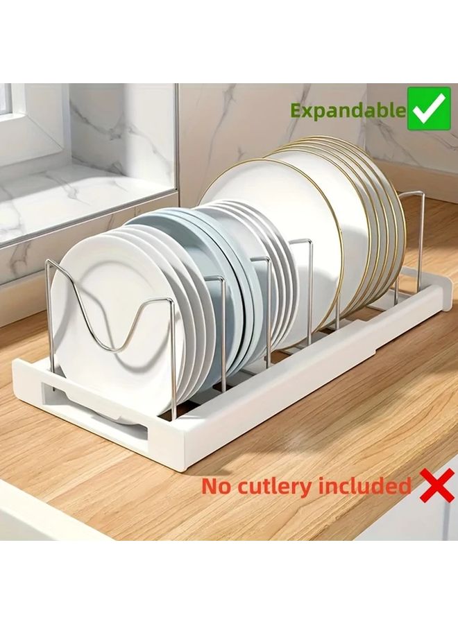 White Expandable Pot Lid Holder Rack With Pull Out Shelves Under Cabinet Storage - Image 2