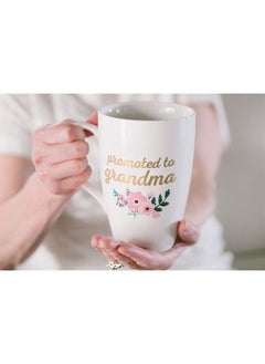 pearhead Promoted to Grandma Ceramic Coffee Mug, Pregnancy Announcement Gift for Grandma, White 