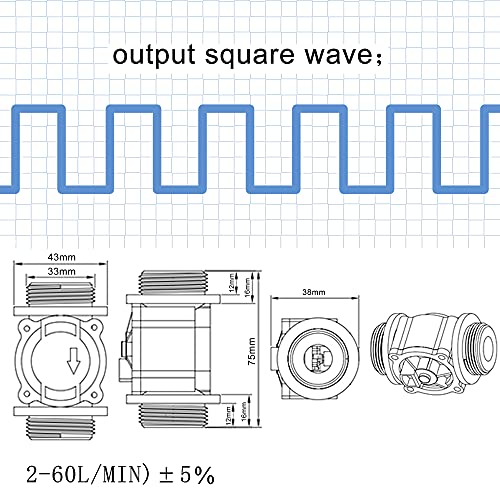 DIGITEN G1" Water Flow Hall Effect Sensor Switch Flow Meter Flowmeter Counter 1-60L/min - Image 5
