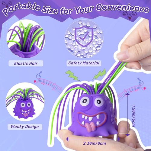 HOMQYTE Fidget Toys Hair Pulling Stress Relief Toys with LED Light Differernt Screams Novelty Screaming Monster Toys for Adults Teens Autism BluePurple 2P - Image 5