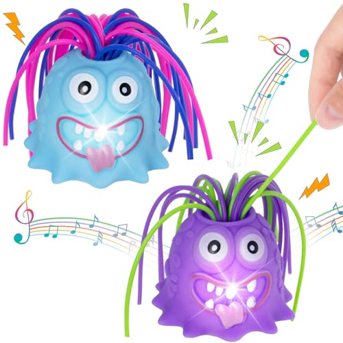 HOMQYTE Fidget Toys Hair Pulling Stress Relief Toys with LED Light Differernt Screams Novelty Screaming Monster Toys for Adults Teens Autism BluePurple 2P - Image 1