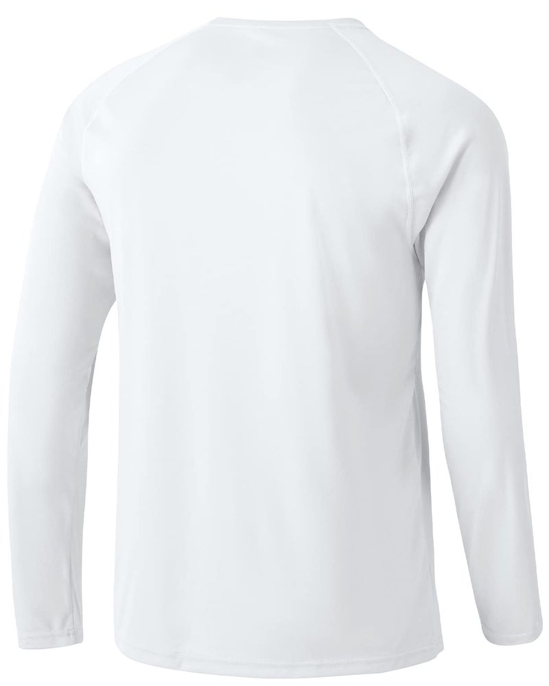 TBMPOY Men's Hiking Waterproof Shirts Dry Fit Athletic T-Shirts Workout SPF Shirts Long Sleeve Safari Outdoor Work Swim Fishing Tops White S - Image 2