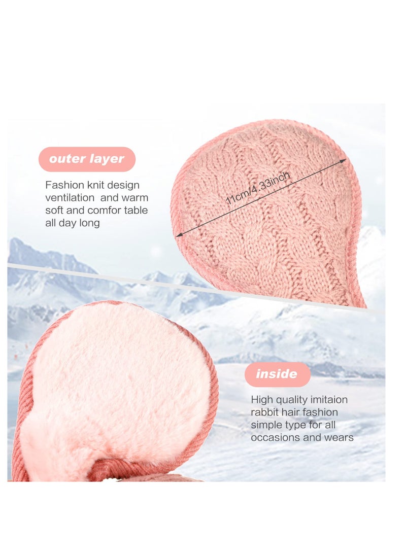 SYOSI - 2Pieces Foldable Ear Warmers Adjustable Knitted Earmuffs with Fuzzy Fleece Lining Unisex Furry Winter Earmuffs - Image 1