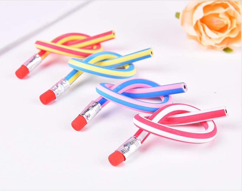 OJYUDD Flexible Bendy Pencil,35 PCS Flexible Soft Pencil Colorful Stripe Soft Pencils with Eraser as Gift for Students or Children - Image 4