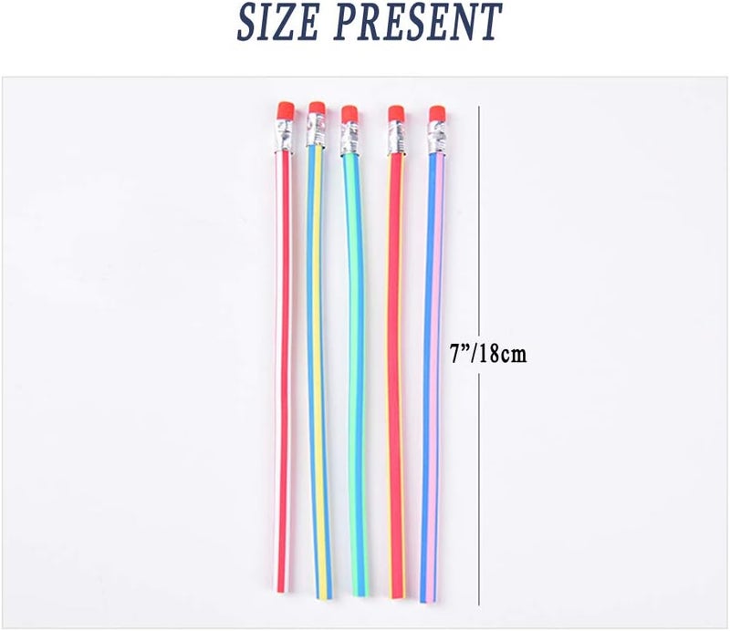 OJYUDD Flexible Bendy Pencil,35 PCS Flexible Soft Pencil Colorful Stripe Soft Pencils with Eraser as Gift for Students or Children - Image 2