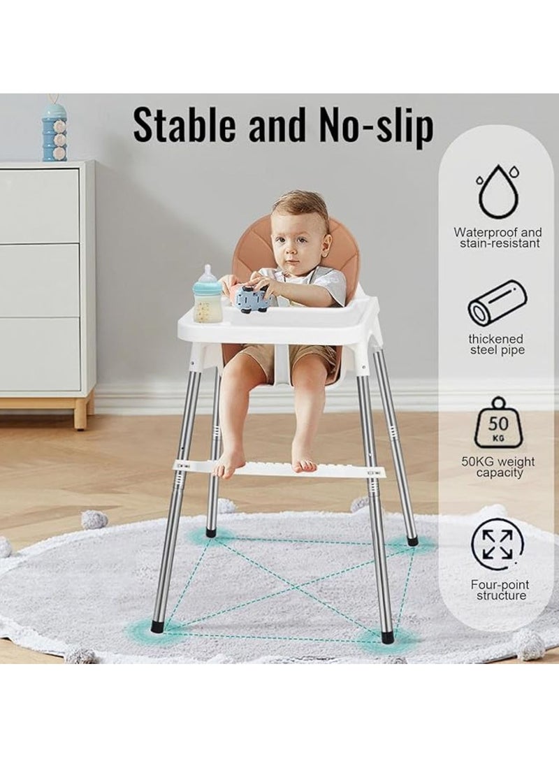 SKY-TOUCH 2 in 1 Baby High Chair with Removable Tray, Baby Dining Chair Adjustable Height, Baby Feeding Chair 3 Point Safety Belt, Baby Highchairs for Ages 6 Months to 3 Years  - Image 3