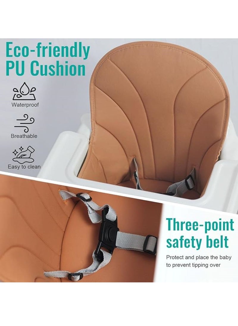SKY-TOUCH 2 in 1 Baby High Chair with Removable Tray, Baby Dining Chair Adjustable Height, Baby Feeding Chair 3 Point Safety Belt, Baby Highchairs for Ages 6 Months to 3 Years  - Image 4